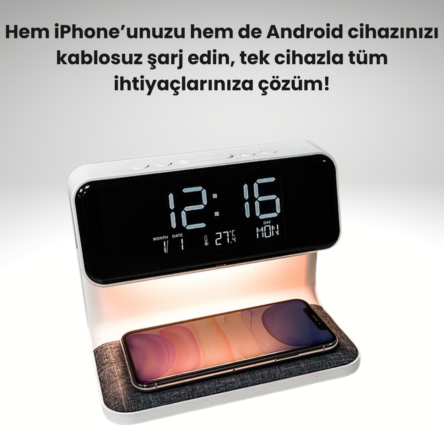 Kablosuz Şarjlı & Gece Lambalı Akıllı Çalar Saat - Zevkizi™